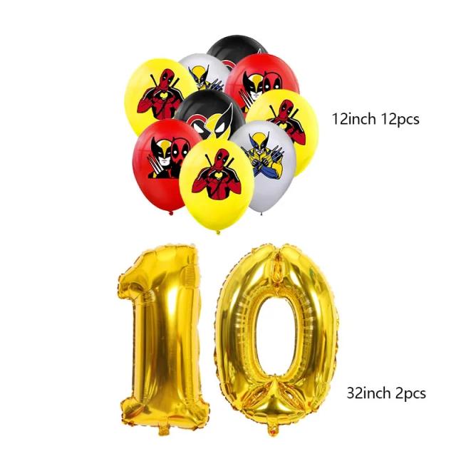 Festa temática do Deadpool: utensílios descartáveis, decoração e suprimentos para aniversário e chá de bebê.