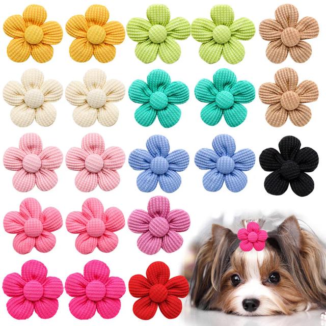 Acessórios de Cabelo em Borracha Primavera com Laços para Cachorros e Gatos - Conjunto de 10 Peças Fashion para Estilo e Cuidados com Pets