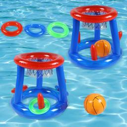 Conjunto inflável de jogo de virola para crianças e adultos, aro de basquete flutuante portátil, diversão na praia ao ar livre, brinquedos aquáticos de verão - Image 1