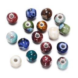 Moda contas de cerâmica para fazer jóias, 6/8/10mm, grande buraco, espaçador artesanal, solto, porcelana, acessórios, 50pcs - Image 3