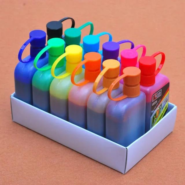 Tinta Engarrafada com Álcool para Estudantes - Secagem Rápida, Impermeável, 12 Cores de 25ml para Pintura em Estúdio