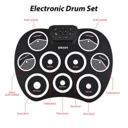 Conjunto de bateria eletrônica, bateria laminada à mão, interface midi de 9 almofadas, suporta jogos dtx, conjunto de bateria portátil, presentes com pedais de baquetas - Image 4