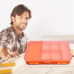 Caixa de ferramentas plástica de lado duplo estojo de ferramentas de armazenamento compartimento de ferramentas manuais caixas de armazenamento transparente, multifuncional para pequenas coisas - Image 4