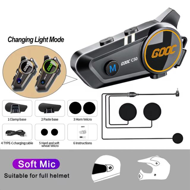 Fone de Ouvido Bluetooth para Capacete de Moto IPX7 3D Surround Som Potente