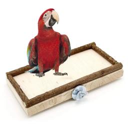 Pendurado brinquedo de madeira de estimação papagaio de pássaro em pé plataforma poleiro placa gaiola molar mastigar brinquedo - Image 3