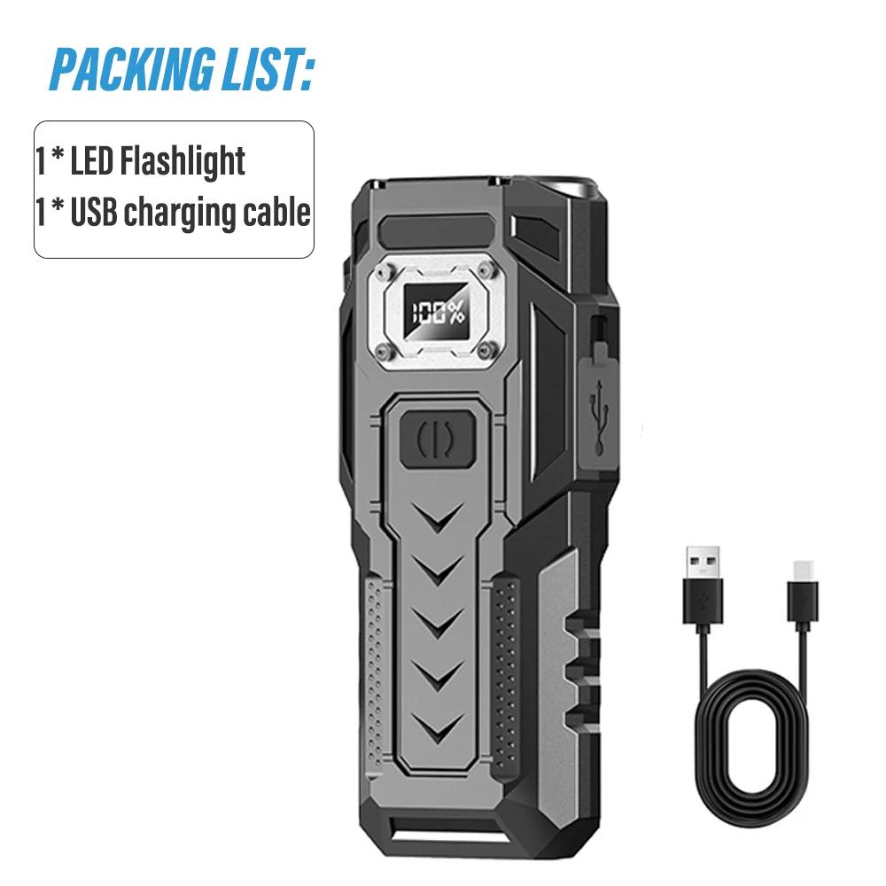 Lanterna led super brilhante, recarregável, portátil, luz de trabalho, acampamento ao ar livre, com alto brilho, luz lateral cob - Image 1
