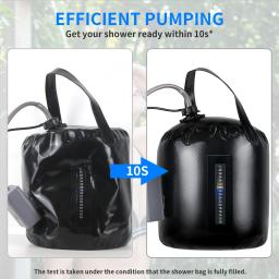 Chuveiro solar portátil com água quente, Chuveiro de acampamento com bomba de ar elétrica, Chuveiro acampamento para praia e acampamento, 20L - Image 5