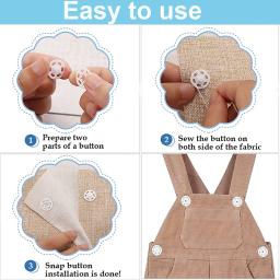 30 pares de botões de pressão de plástico, botões transparentes, fixadores de pressão de costura invisíveis para camisa diy, roupas, costura 7/10/13/15/18mm - Image 6