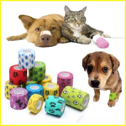 Bandagem elástica self para animais de estimação, suprimentos para clínicas, gauze, não é tecido, para impressão de gaze, para cães e gatos, 10 rolos - Image 1