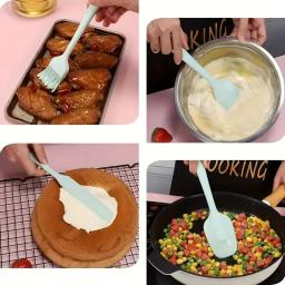 Conjunto De Espátula De Silicone Resistente Ao Calor, Utensílios De Cozinha, Raspadores De Creme De Bolo, Escova De Óleo, Ferramentas De Cozimento De Salada, Produto comestível, 6Pcs - Image 2