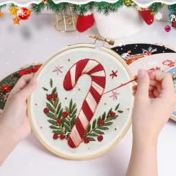 Kit artesanal de bordado de Natal, cana doce, artesanato para iniciantes e adultos, bordados à mão - Image 2