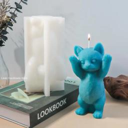Molde De Silicone De Vela Grande Gato Bonito, Aromaterapia 3D, Artesanato De Gesso, Cozimento De Chocolate DIY, Fabricação De Blocos De Gelo - Image 5