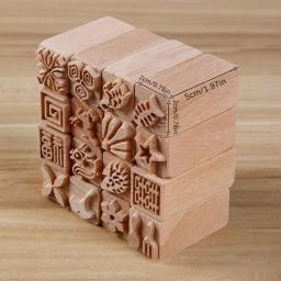 Ferramenta de cerâmica de madeira Emboss Stamps Blocos de impressão naturais Padrões mistos Carimbo de textura para argila do polímero Artesanato de cerâmica DIY - Image 1