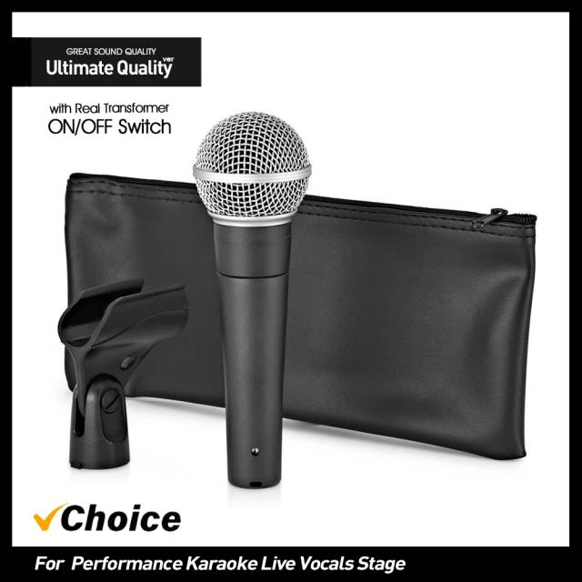 Real transformador sm58lc sm58s qualidade superior profissional dinâmico cardióide sm 58 microfone com fio com para karaokê vocais ao vivo