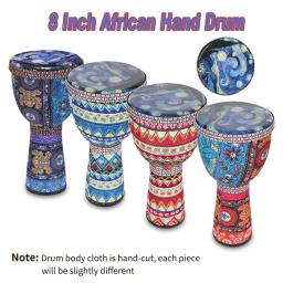Portátil Africano Mão tambor para crianças, instrumento de percussão, arte padrões coloridos, tamborim, Djembe, 8 Polegada - Image 1