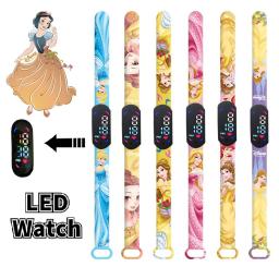 Disney princesa congelado elsa anna figura anime das crianças pulseira relógio de pulso dos desenhos animados eletrônico led toque brinquedos do estudante presentes - Image 1