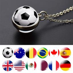 Bandeira nacional vidro bola colar, futebol jogo, futebol pingente, clube fã presente, 2022 - Image 1