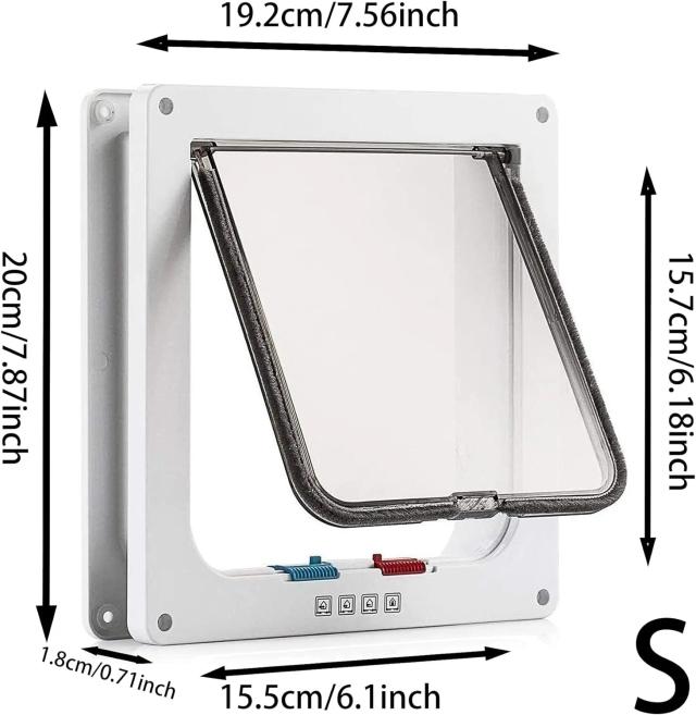Porta Flap para Gato e Cão com Bloqueio de Segurança, Painel Transparente e Controle de Acesso para Pets