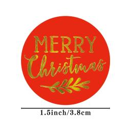 Adesivos de feliz natal de folha de ouro, 1.5 polegadas vermelho/verde/branco presente de natal decorativo envelope selo etiquetas decoração de festa adesivos - Image 2