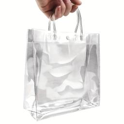 Saco De Presente De Plástico Transparente Com Alça, Embalagem De Presente De PVC Reutilizável, Bolsa Portátil Para Casamento E Festa De Aniversário, 5 PCs, 10 PCs, 20PCs - Image 2