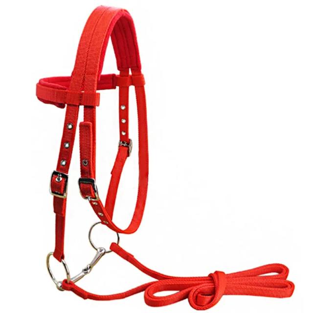 Cavalo Halter Velo Macio Ajustável para Competição - Vermelho