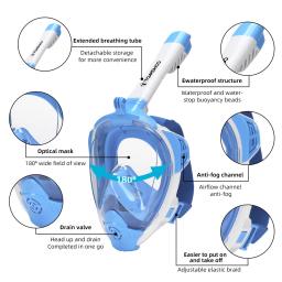 Conjunto de máscara de snorkel facial completo para adultos, atualizado, anti nevoeiro, impermeável, visão ampla de 180 °, natação e mergulho - Image 5
