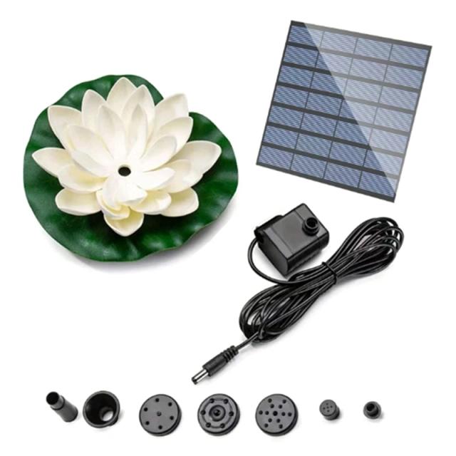 Fountain Bird Bath Flutuante Solar para Lagoa ao Ar Livre - Branco 