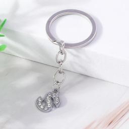 Keychain inicial do alfabeto com strass, 26 letras, A-Z, pingentes para chave do carro, decoração do saco, encantos, acessórios de bricolage, moda - Image 4