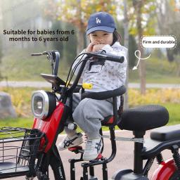 Assento dianteiro de bicicleta elétrica para crianças, amortecedor, assento de bebê reforçado, sela confortável com cinto de segurança, scooter elétrico - Image 2