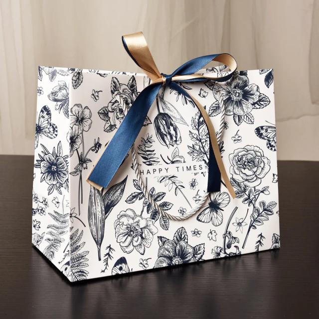Sacos de Papel Floral com Fita para Aniversários e Dia das Mães - Premium e Novo