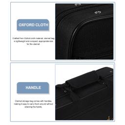 Estojo para clarinete de pano preto, portátil, microfone, instrumento, bolsa de transporte, flauta, baixo, armazenamento, sopro, oxford, viagem - Image 5