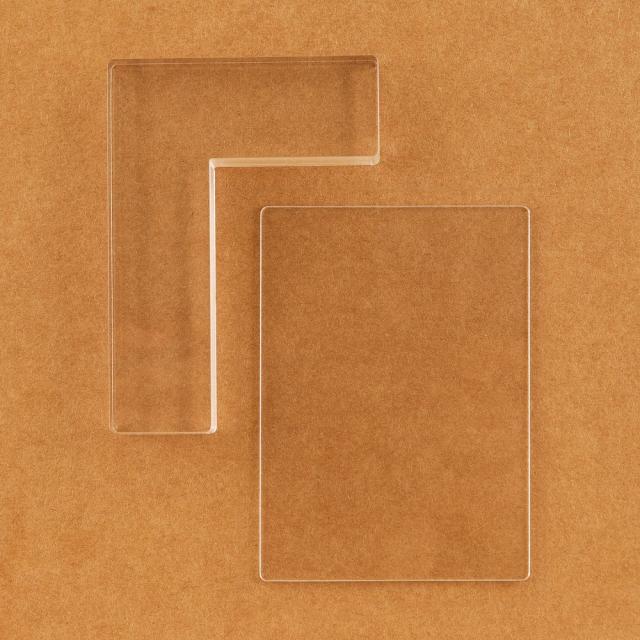Kit de Carimbos de Borracha com Almofada Acrílica e Placa Colorida para Scrapbooking - 2 Unidades