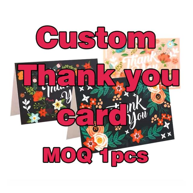 Cartão Personalizado de Agradecimento com Impressão Colorida e Folha de Ouro para Negócios e Eventos Especiais como Aniversários e Casamentos