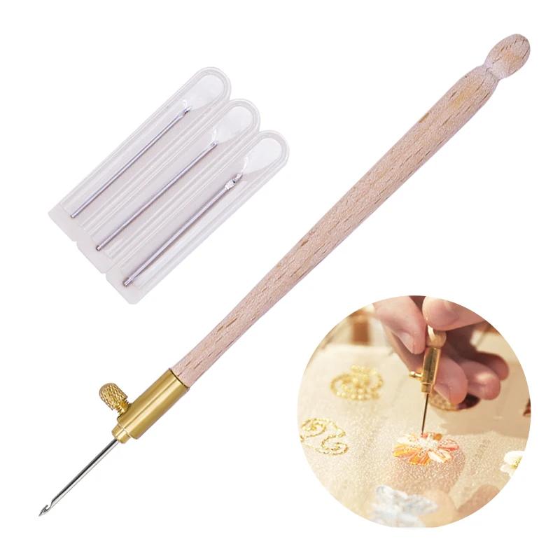 Lmdz bordado tambour gancho com 3 agulhas de metal caneta bordado ponto cruz artesanato kit crochê francês para diy costura tricô - Image 1