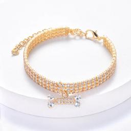 Colar ajustável para animais de estimação, coleira para cães e gatos com pingente de osso de zircônia e diamante, joias de luxo, metal, cobre, coleira para cachorro, suprimentos para cães - Image 4