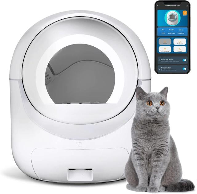 Caixa de Areia Automática para Gatos com Auto Limpeza, Controle de Odor e App para Múltiplos Gatos