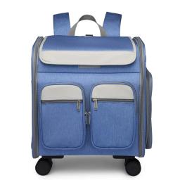 Pet Trolley Mochila com Roda Universal, grande espaço, bolsa para cães, pequeno animal transportador, haste dobrável - Image 2