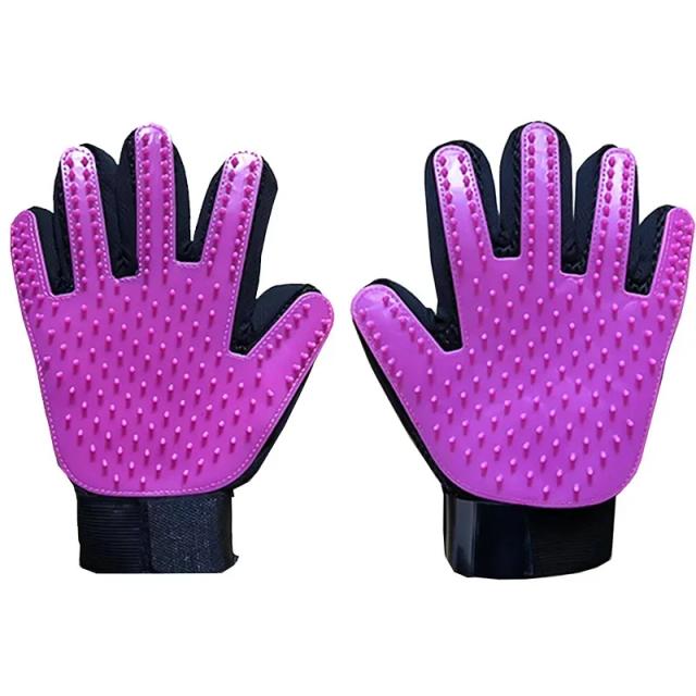 Conjunto de Escova e Luvas para Banho e Beleza de Cães e Gatos, Massagem e Depilação - 2 Peças