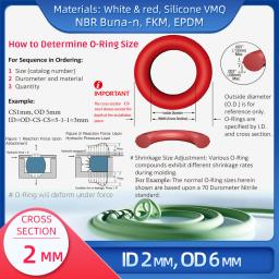 O anel cs 2 mm id 2 mm od 6 mm material com silicone vmq nbr fkm epdm oring seal gaske - Image 4