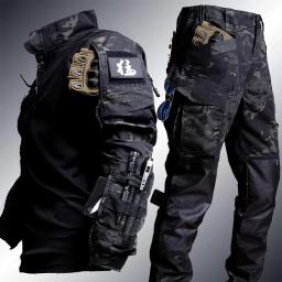 Homens Tático Caminhada Sapo Terno, Airsoft Roupas, Paintball, Caça Assalto Camisas, Forças Especiais Tiro Uniforme Calça, 2 Pcs Set - Image 1