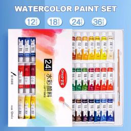 Conjunto de pintura aquarela de 12/24/36 cores, kit de pigmento guache da academia de arte, 5ml/tubo, pigmento aquarela para estudantes artísticos iniciantes - Image 1