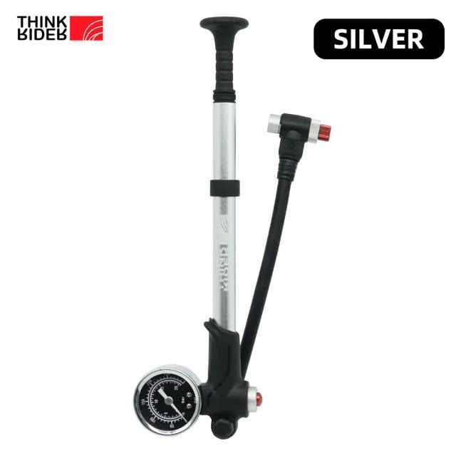 Bomba de Ar Portátil ThinkRider para Bicicletas com Calibrador, 300 PSI, Ideal para Mountain Bikes com Garfo e Suspensão Traseira