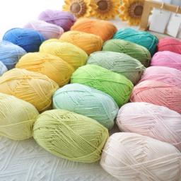 Fio de algodão macio e quente, fios de crochê, tricô, artesanato DIY, suéter, chapéu, bebê, tricô manual, atacado, 50g por conjunto - Image 1