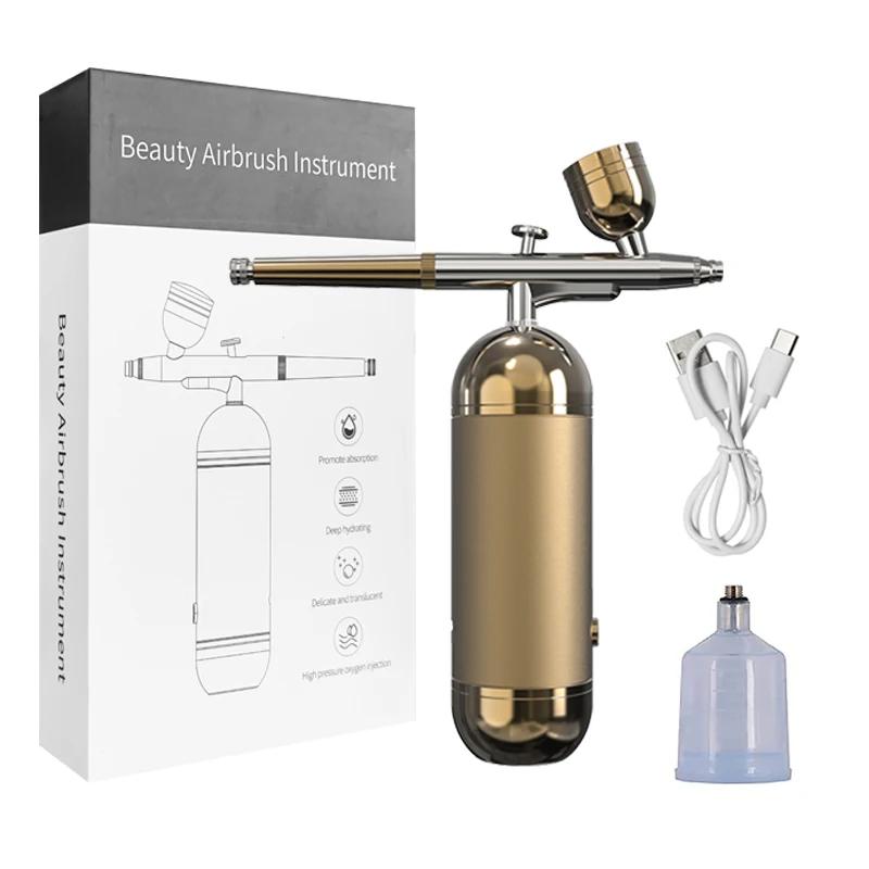 Airbrush Prego Com Compressor Airbrush portátil para unhas Bolo Tatuagem Maquiagem Pintura Air Spray Gun Injector De Oxigênio Kit Escova De Ar - Image 1