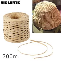 Fita de papel Raffia para artesanato DIY Fio de palha para tricô Crochet Linhas de papel Fita de embalagem de presente Decoração do casamento 200m - Image 1