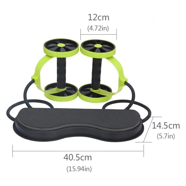 Rolo Abdominal Duplo Multifuncional com Faixas de Resistência para Exercícios em Casa e Emagrecimento