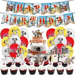 Cem e um dálmatas festa de aniversário decoração animal balão banner bolo crianças pano de fundo jardim de infância presente do chuveiro do bebê - Image 1