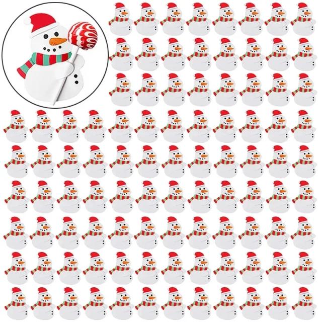 Cartões de Papel Pirulito com Temas de Natal: Papai Noel, Pinguins, Bonecos de Neve e Pacotes de Presentes para Decoração Infantil em Festas de Ano Novo