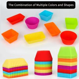 Copos de cozimento reutilizáveis Cupcake Silicone, Conjuntos de forros de muffin antiaderente Bento Lunch Box, Moldes De Bolo De Pastelaria, Multicolor - Image 6