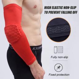 Elastic Respirável Braço Manga Almofadas para Adultos e Adolescentes, Honeycomb Elbow Support, Brace Training, Esporte Equipamento de Proteção, Basquete, Voleibol - Image 3
